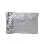 Crocodile texture leather clutch bag