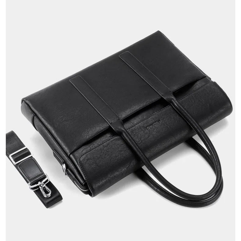 Minimalist leather briefcase for work