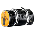 Two-tone leather overnight duffle bag