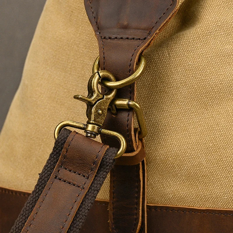 Soft leather overnight duffle bag