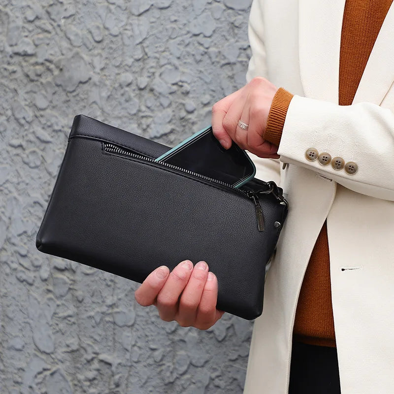 Compact leather clutch for essentials