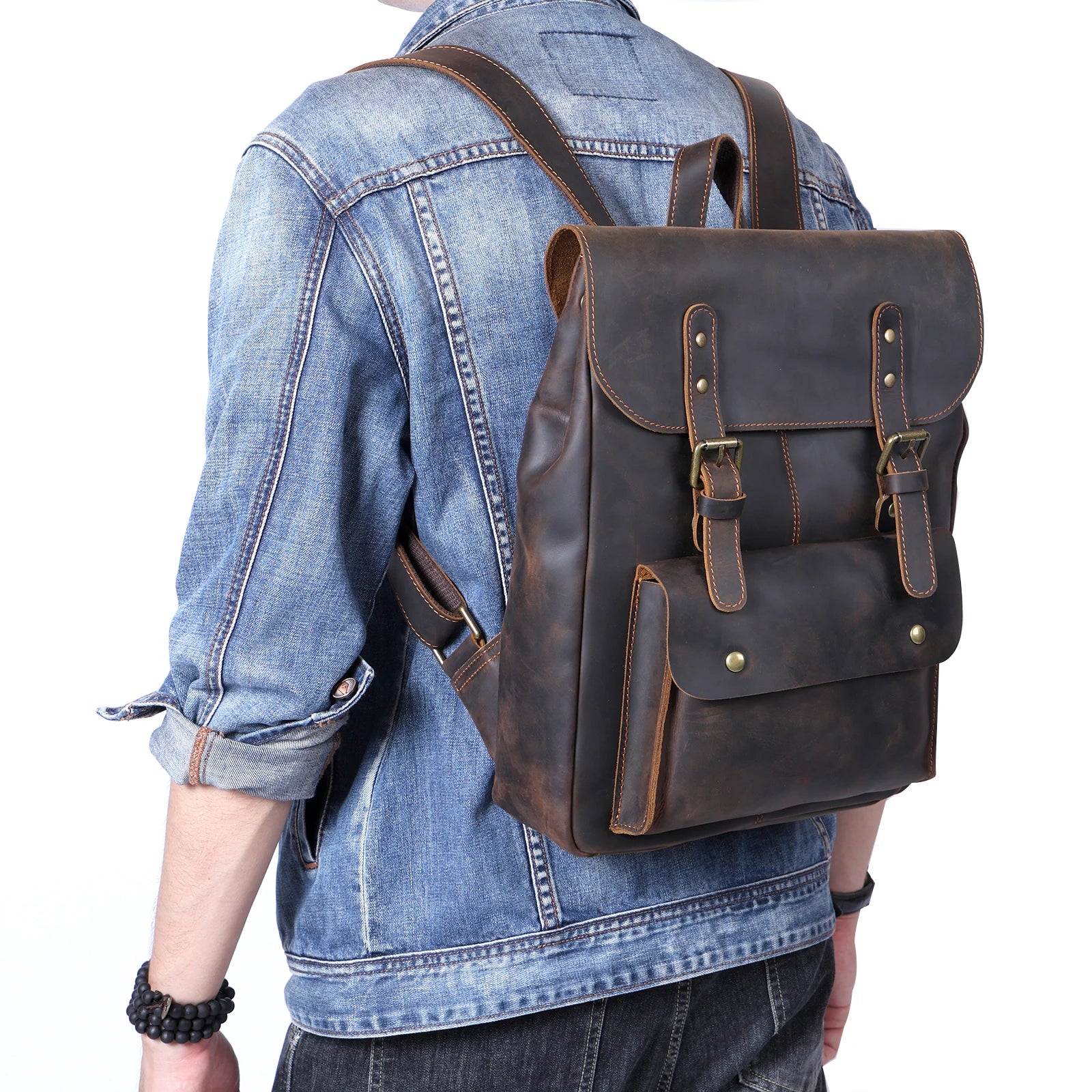 Stylish leather rucksack
