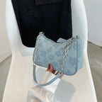 Corduroy handbag set with soft chain handle