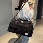 Corduroy travel toiletry bag with shoulder strap