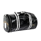 Two-tone leather overnight duffle bag