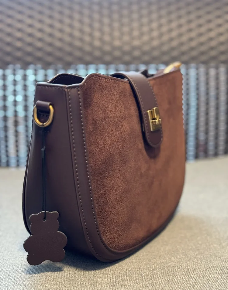 Retro suede shoulder bag