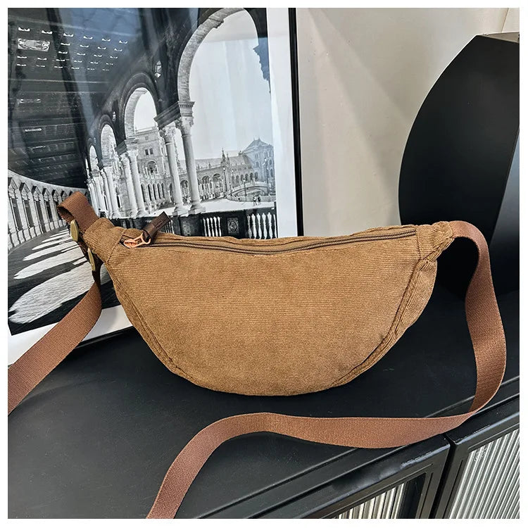Corduroy handbag with adjustable shoulder strap