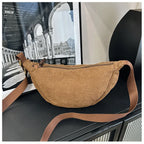 Corduroy handbag with adjustable shoulder strap
