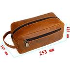 Durable travel leather toiletry bag