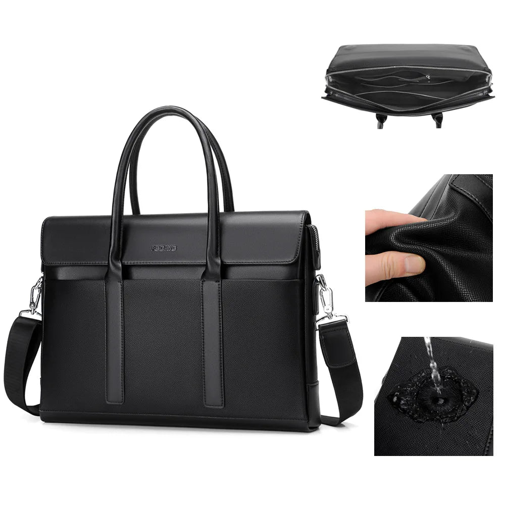 Minimalist leather briefcase for work