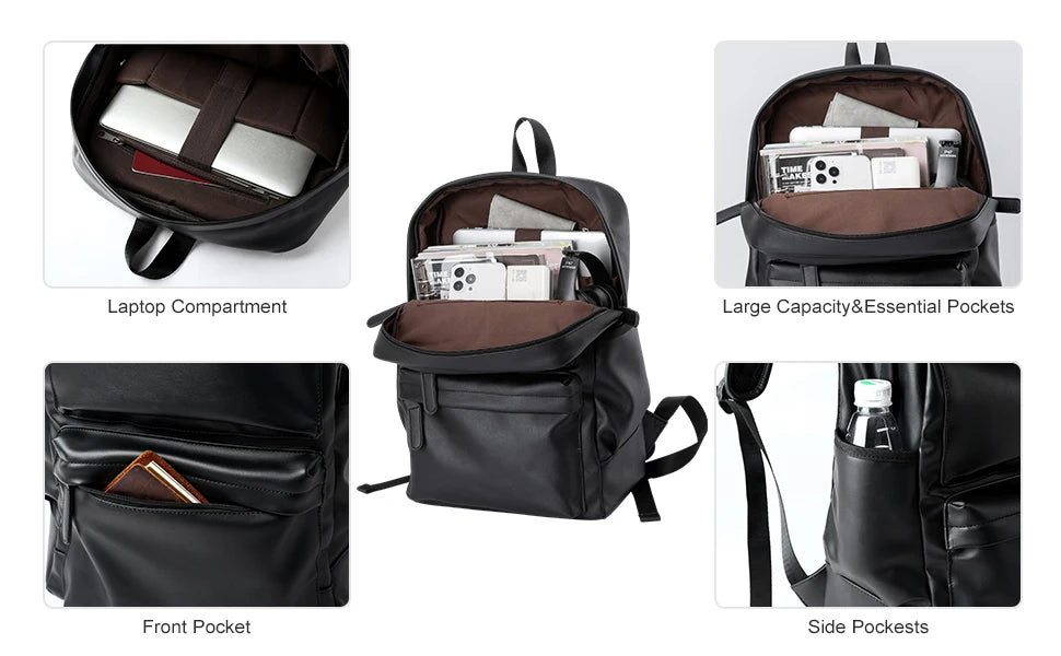 Large leather backpack for men