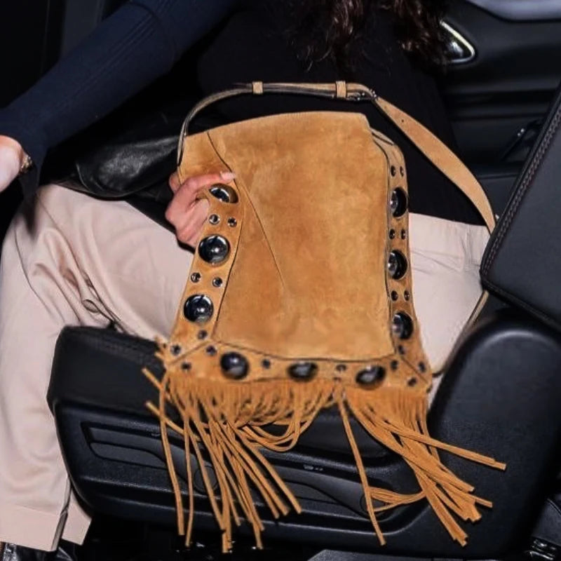 Soft suede shoulder purse