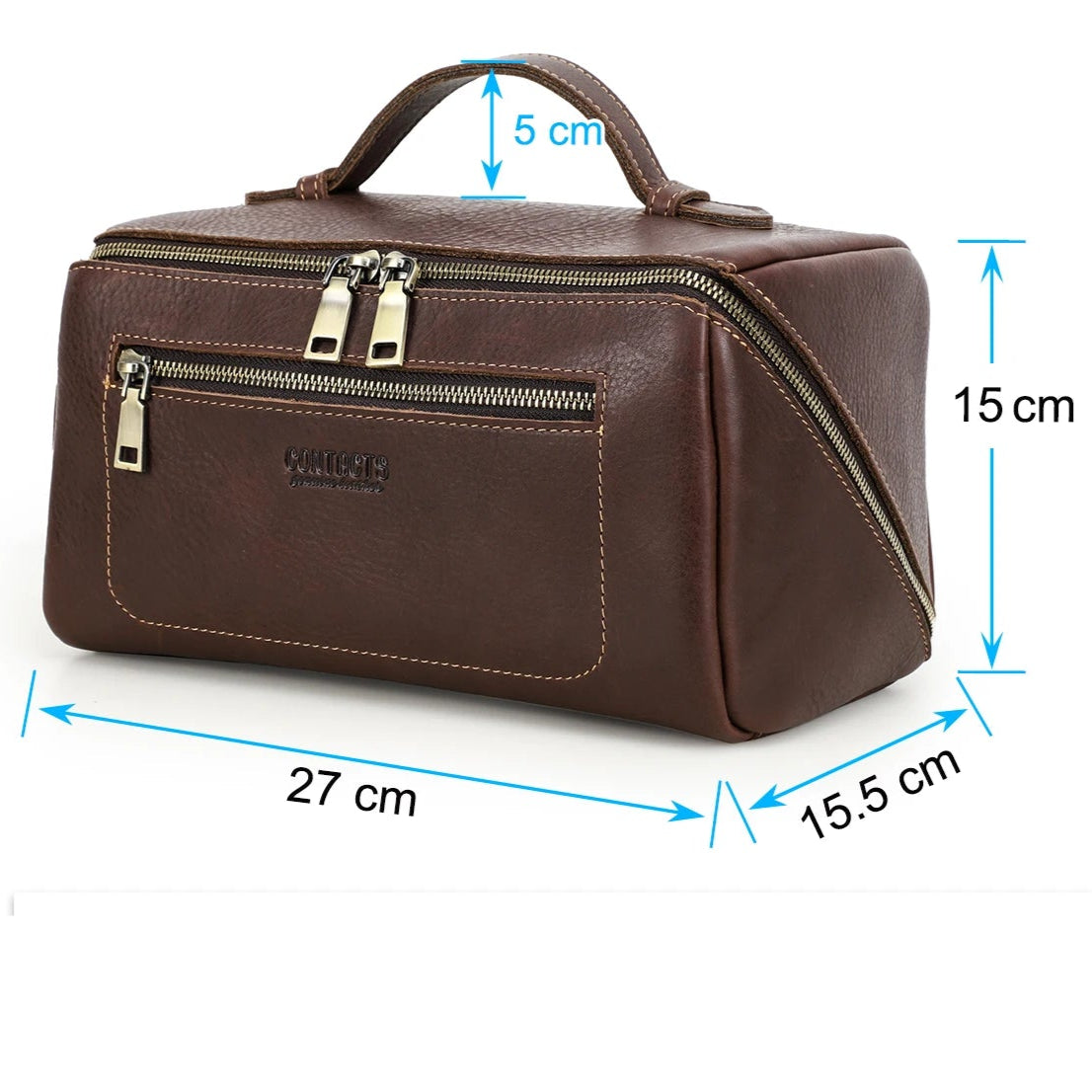 Leather travel toiletry bag