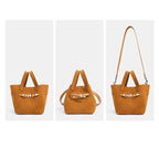 Designer-inspired suede handbag