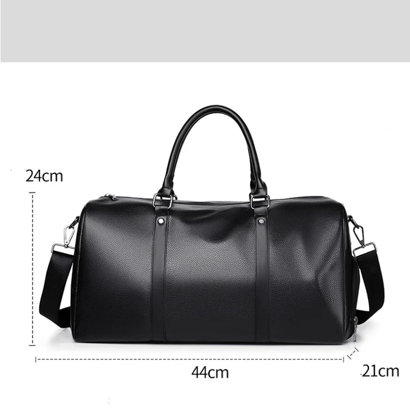 Travel-ready leather holdall