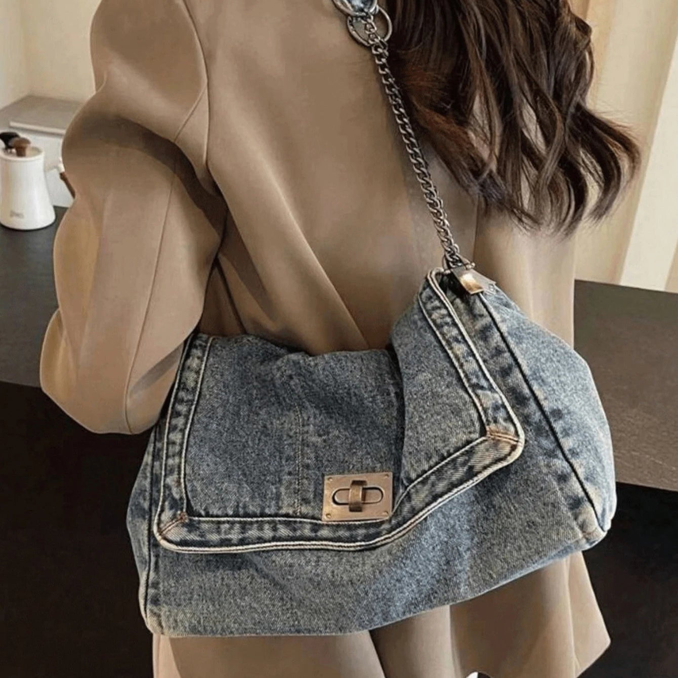 Denim hobo handbag