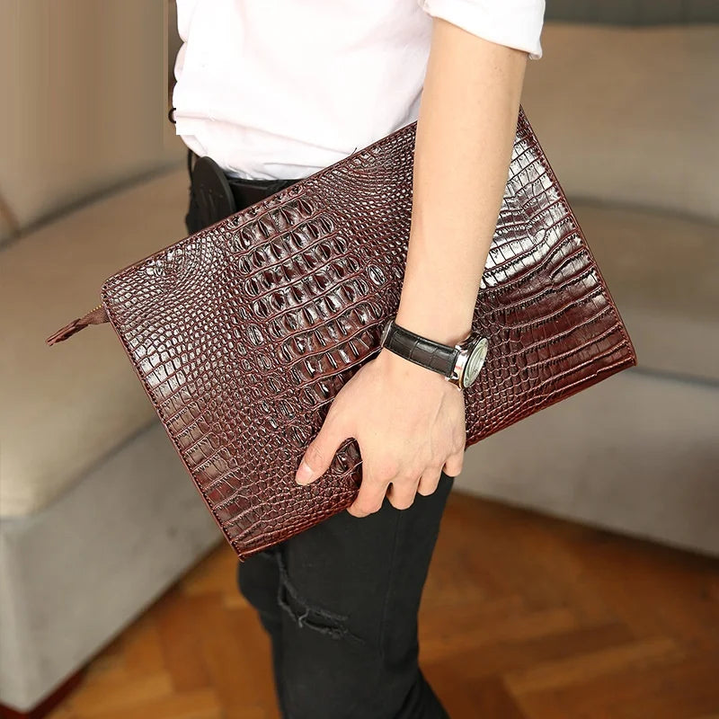 Large leather clutch