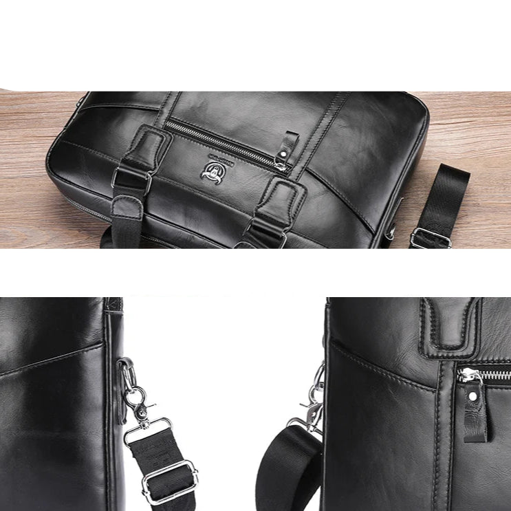 Leather laptop shoulder bag