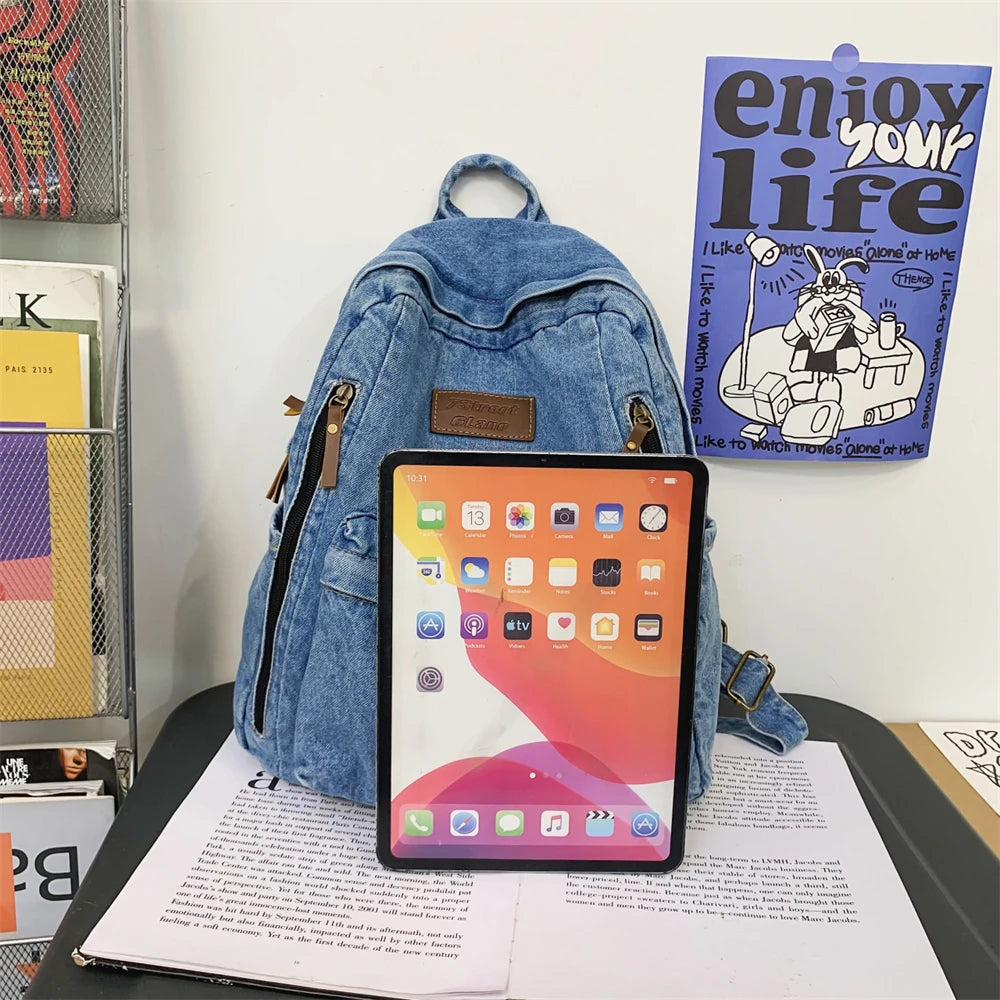 Denim fashion backpack