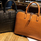 Zippered leather briefcase for laptop
