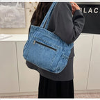 Denim tote bag with front pocket