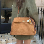 Structured modern suede handbag