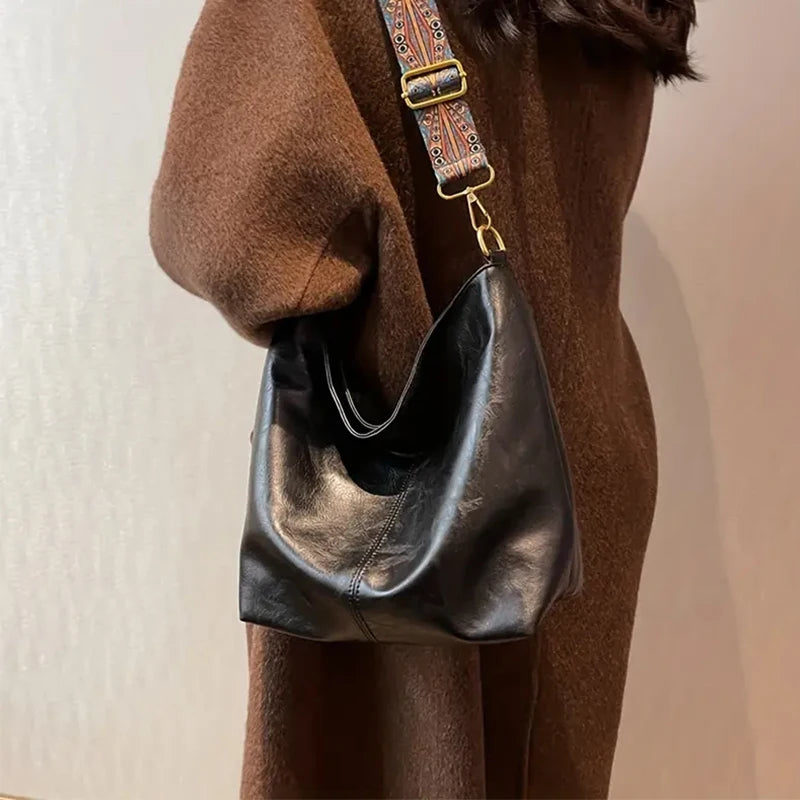 Boho leather tote bag