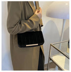 Corduroy handbag with soft velvet texture