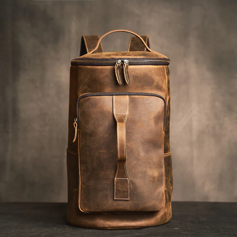 Leather rucksack for men