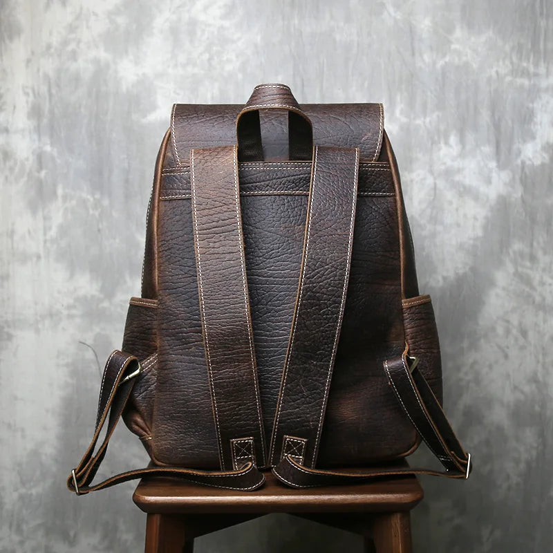 Sleek leather rucksack backpack