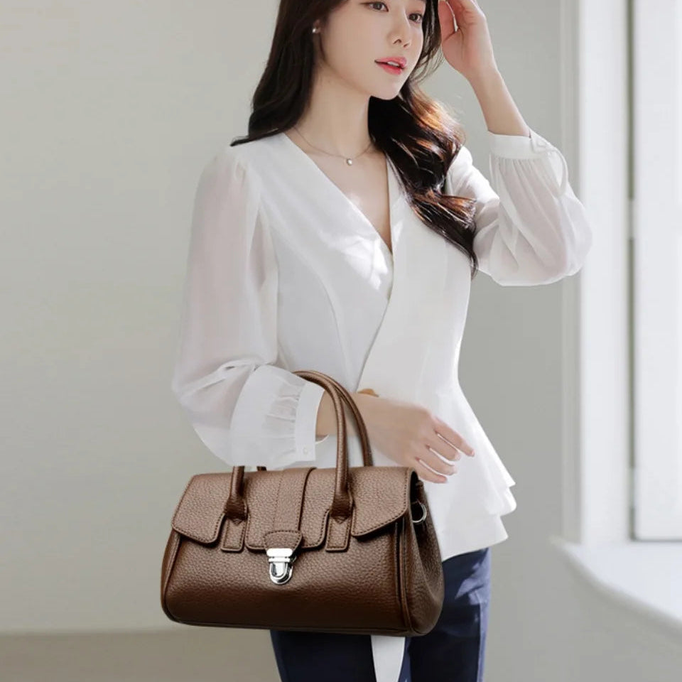 Designer-inspired leather handbag