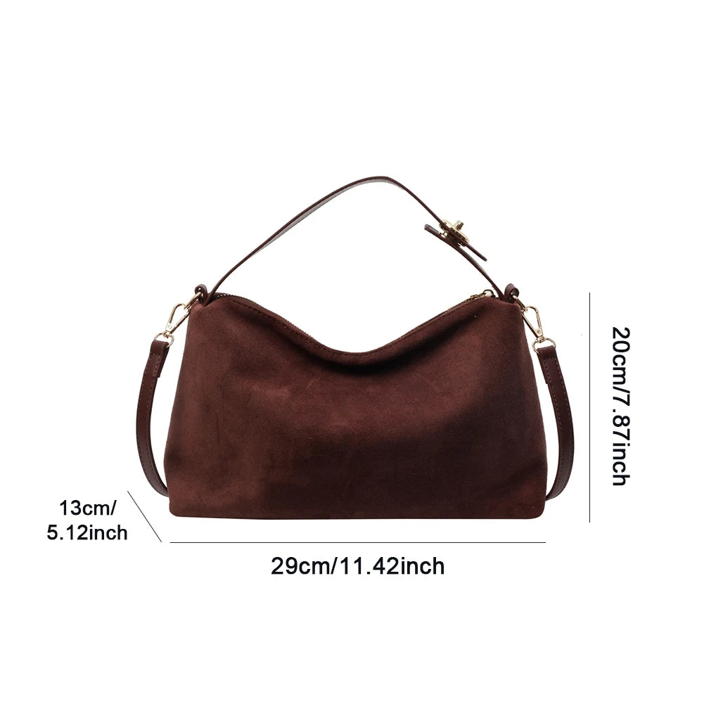 Suede shoulder handbag