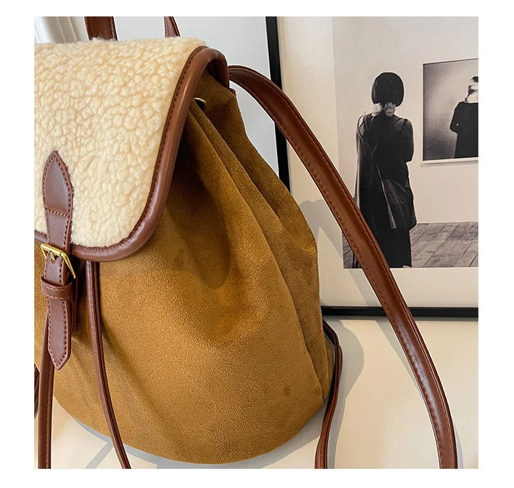 Classic suede backpack for women