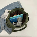 Corduroy tote bag with zipper closure and pockets