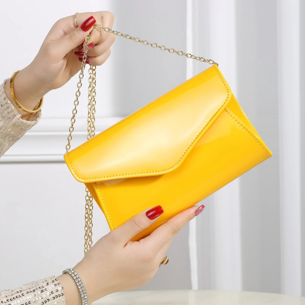 Minimal leather handbag with slim profile