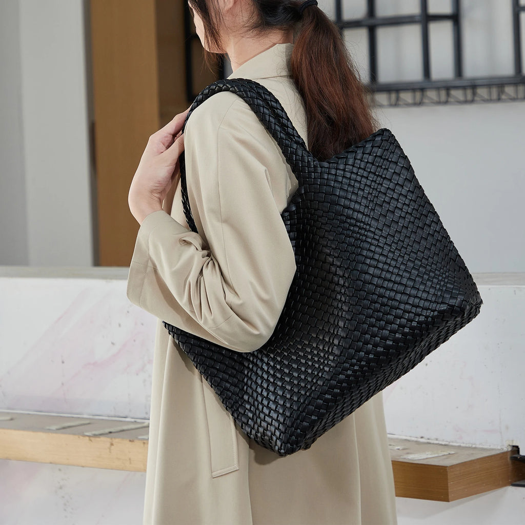 Trendy leather tote bag