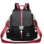 Contrast-strap leather backpack