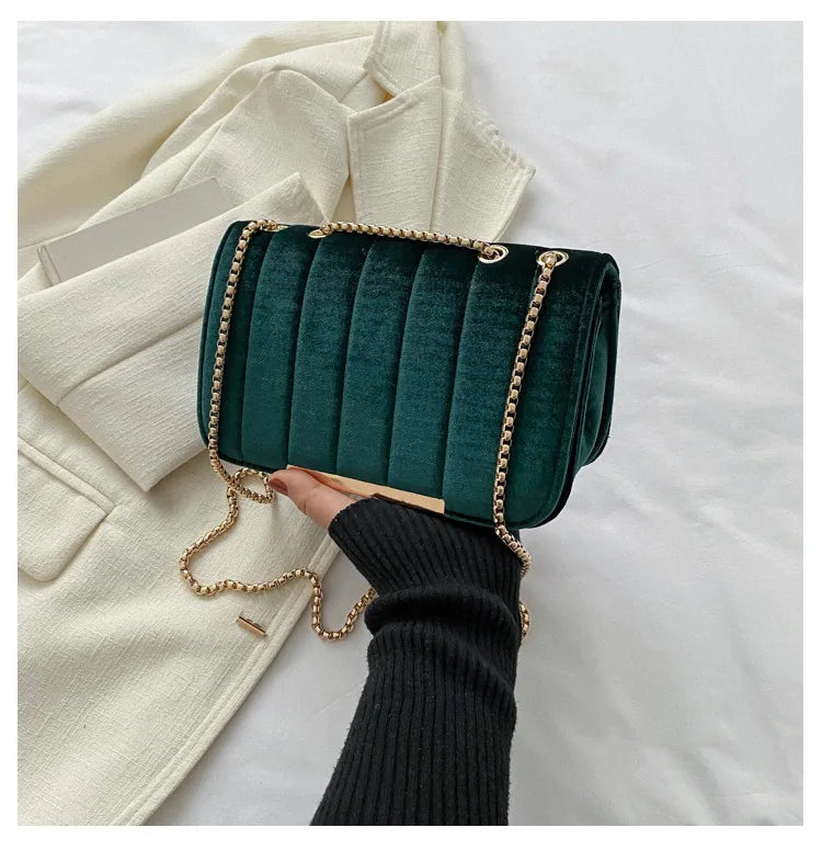 Corduroy handbag with soft velvet texture