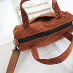 Corduroy purse with detachable shoulder strap