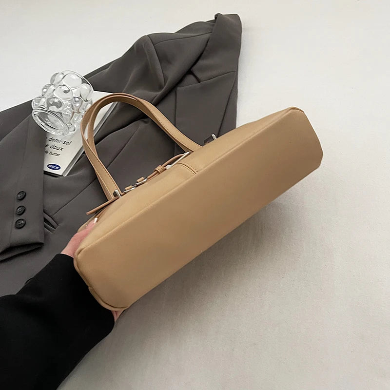 Soft-touch leather shoulder bag