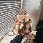 Suede backpack with front pockets