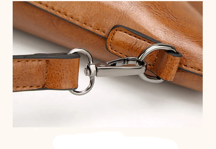 Large leather tote bag with zipper