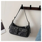 Denim handbag with front pockets