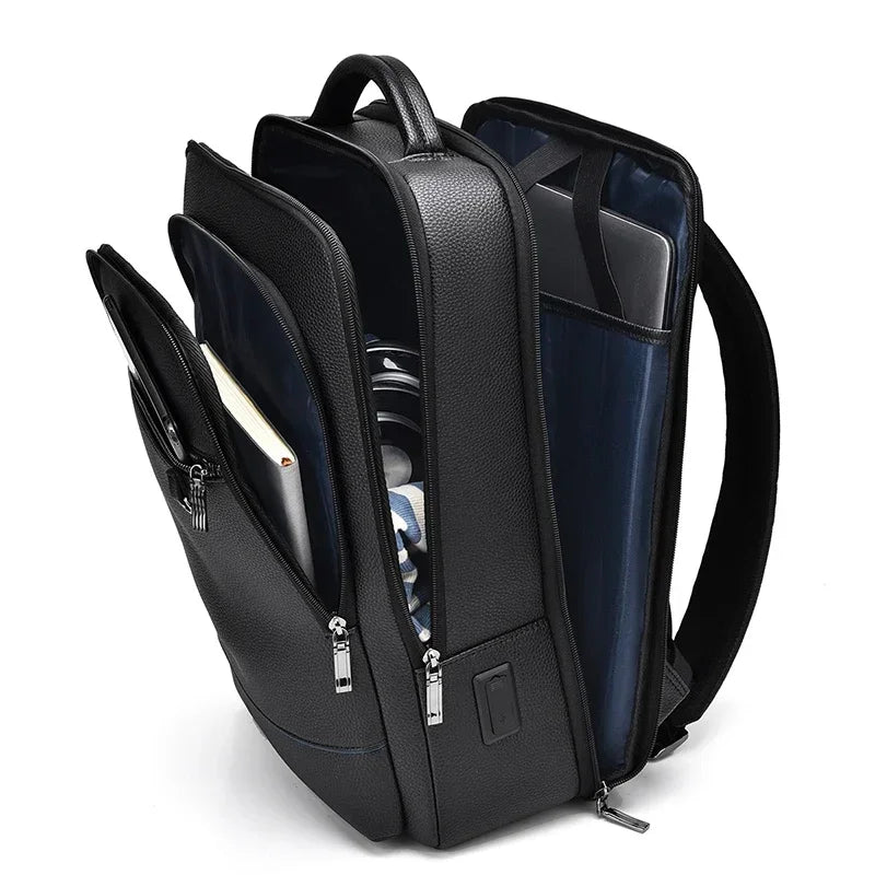 Business leather laptop backpack
