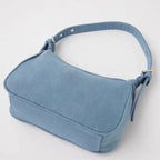 Soft denim shoulder handbag