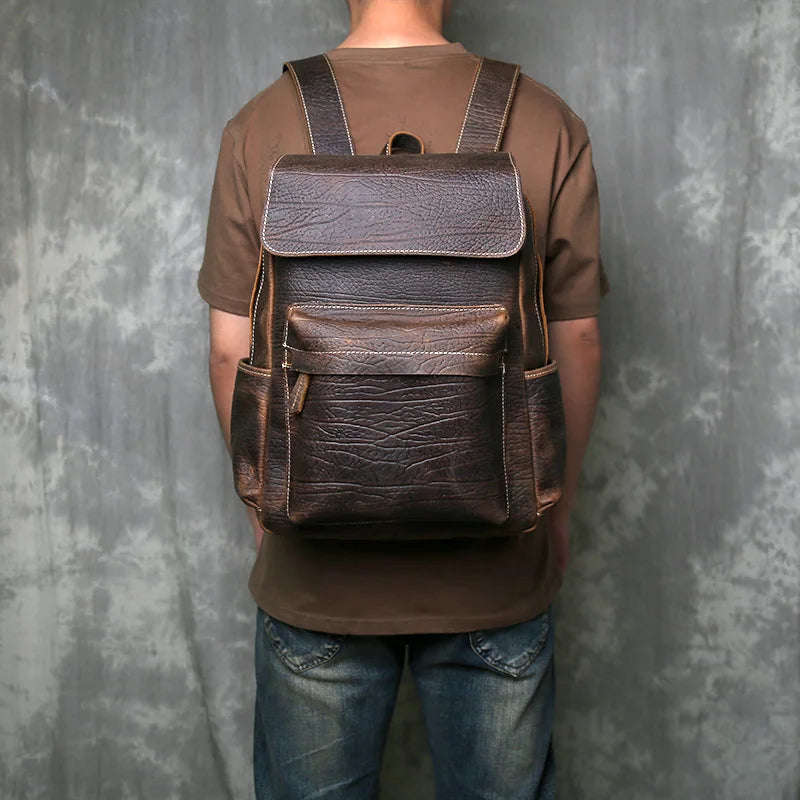 Sleek leather rucksack backpack
