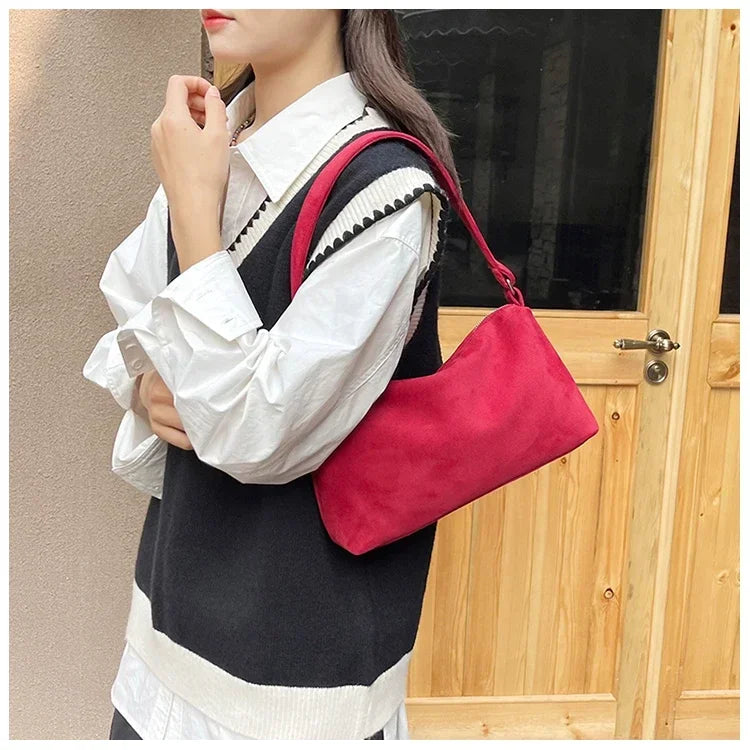 Structured suede shoulder bag