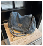 Large capacity denim handbag