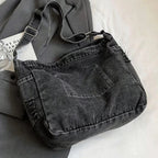 Distressed denim tote bag