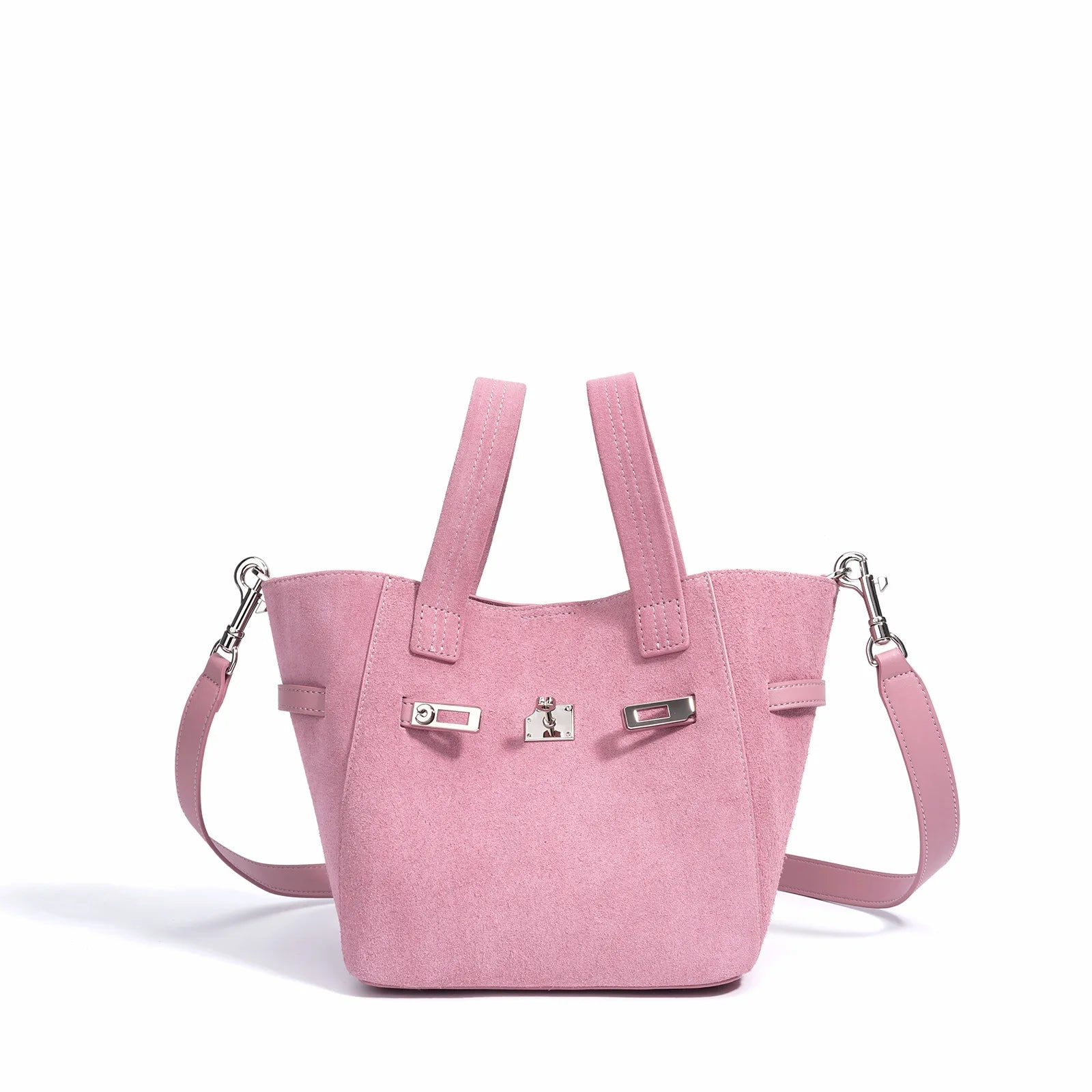 Designer-inspired suede handbag
